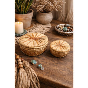 Vintage Boho Straw Hand Woven Baskets